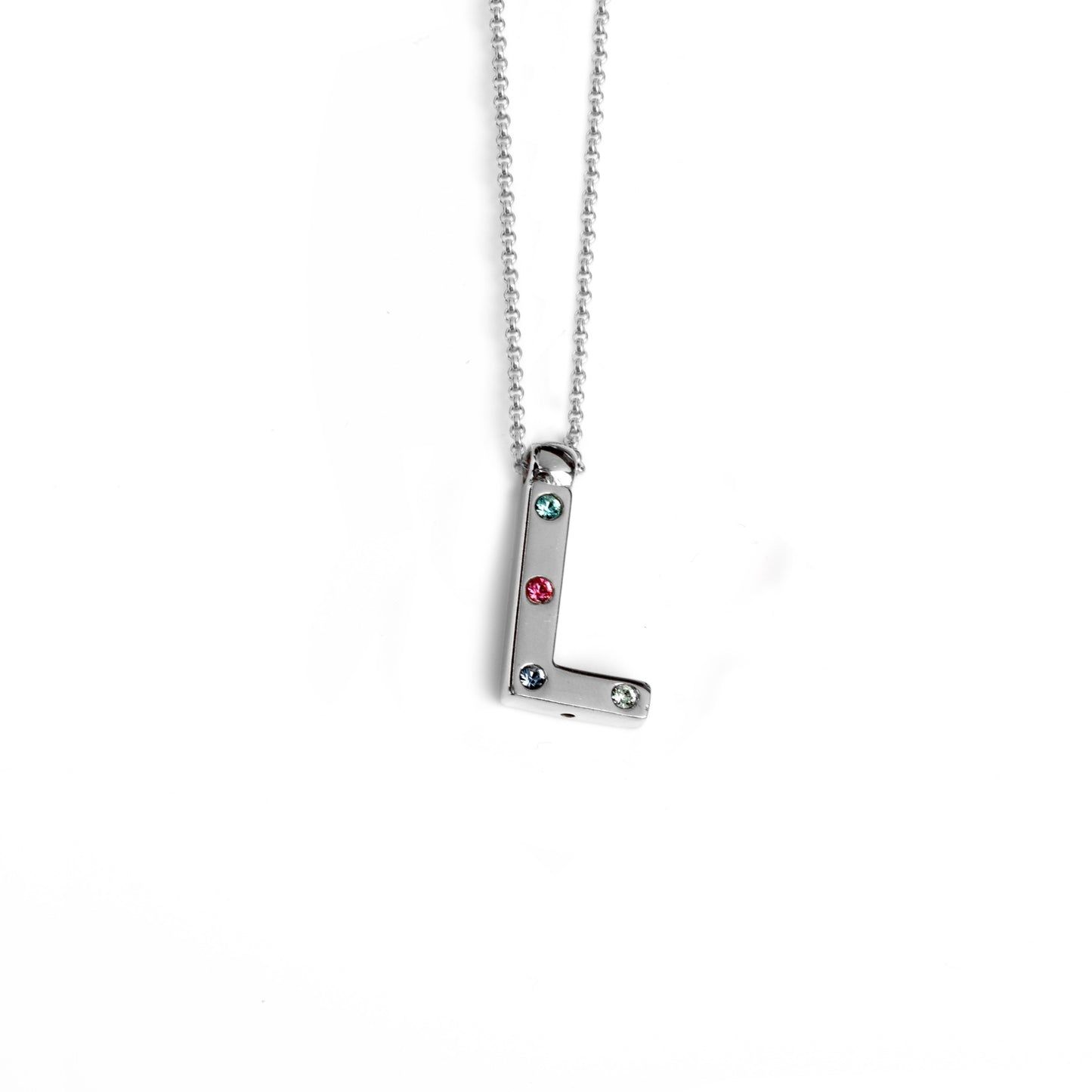 Rhodium Plated Sterling Silver Short necklace letter multicolor crystal from Letter