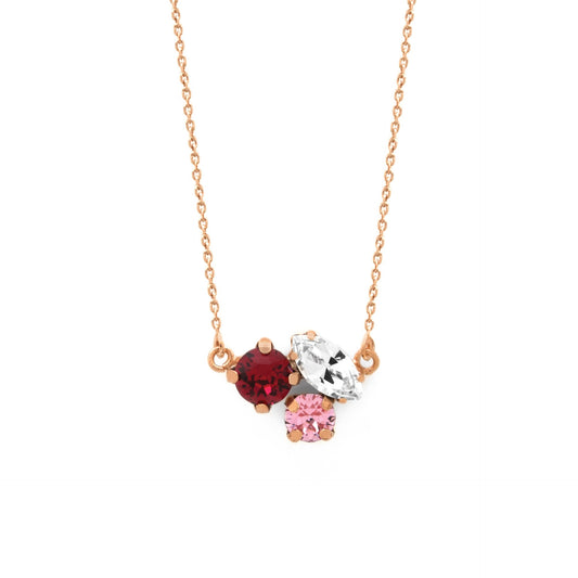 Rose Gold plated Sterling Silver Short necklace red crystal from Aura