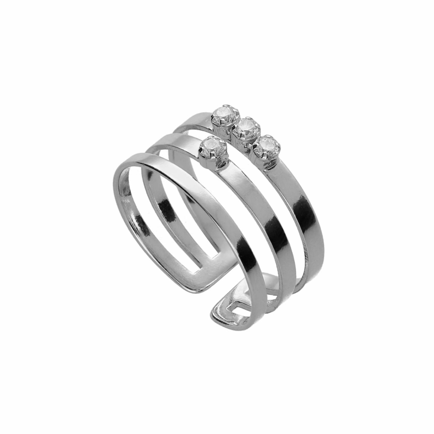 Anillo ajustable cristal blanco en Plata de Briseida