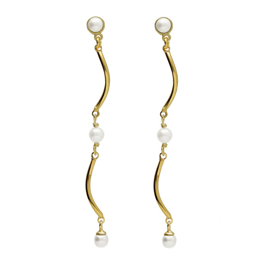 Sterling Silver Long earrings pearl from Milan