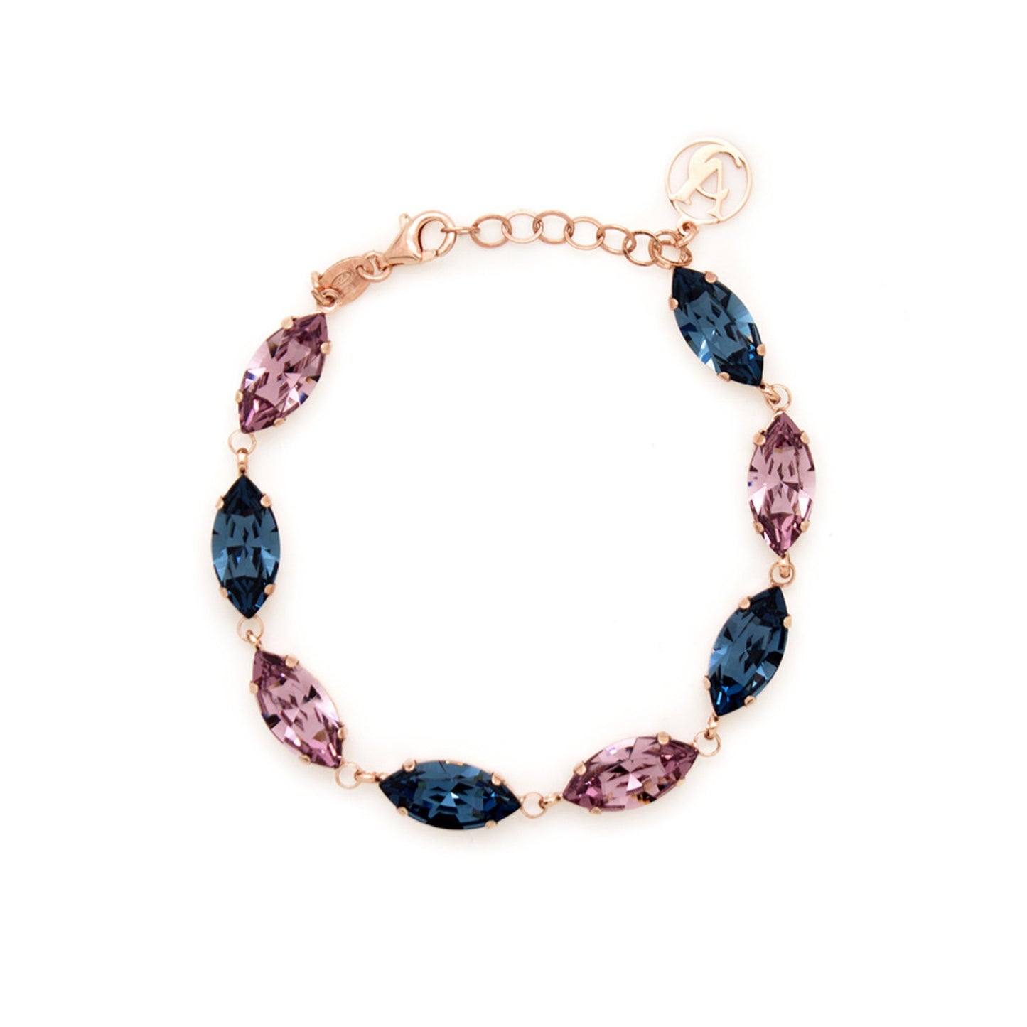 Pulsera marquesa cristal en Plata baño Oro Rosa de Marquesa