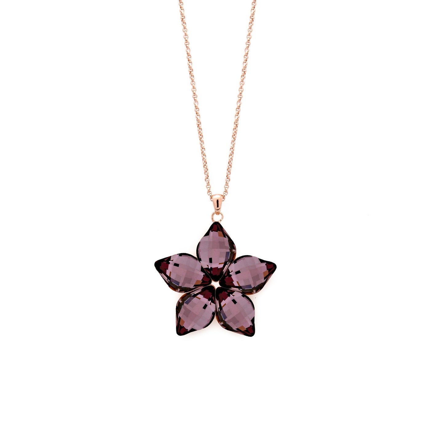 Rose Gold plated Sterling Silver Long necklace star crystal from Luxury