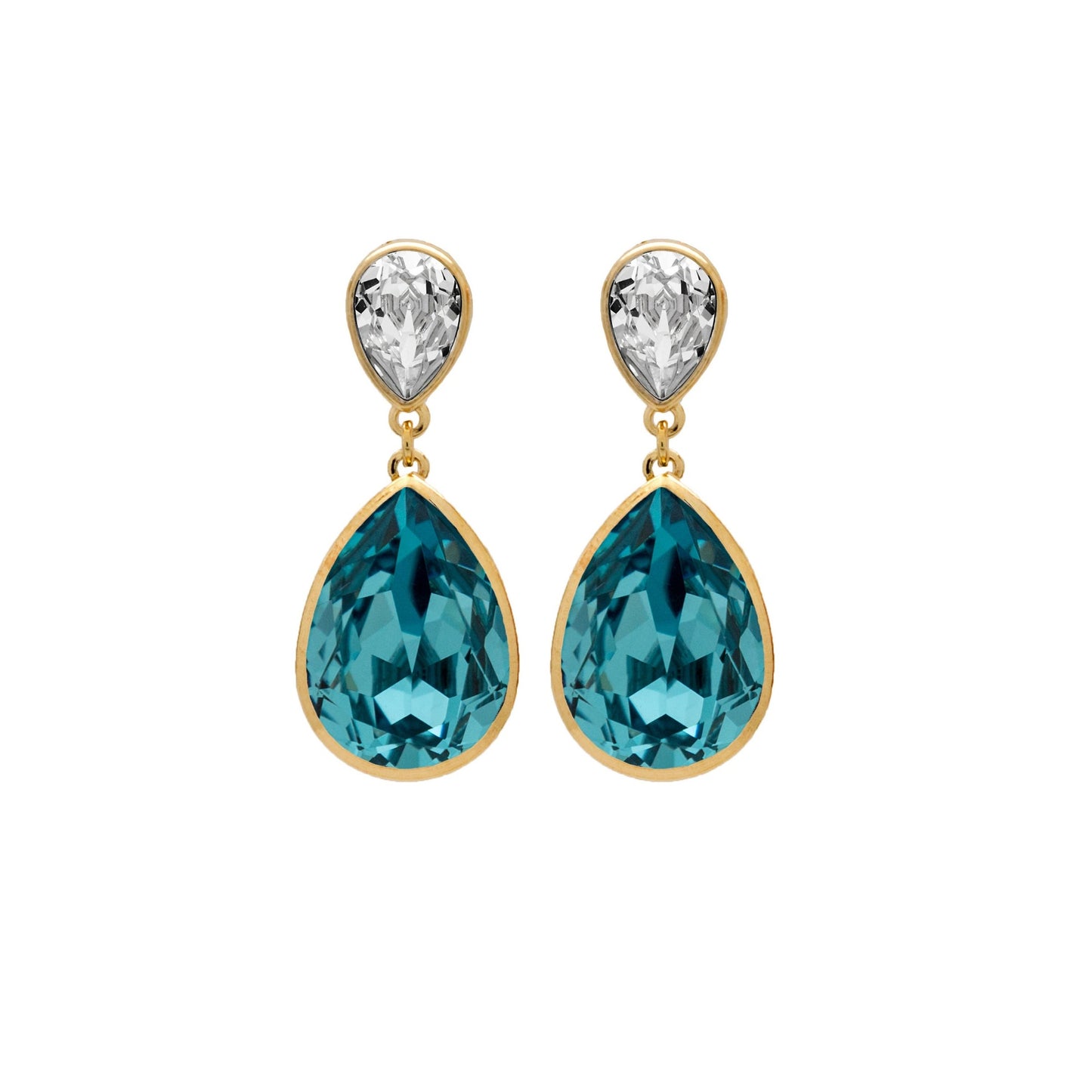 Gold plated Sterling Silver Long earrings drop crystal from Essential