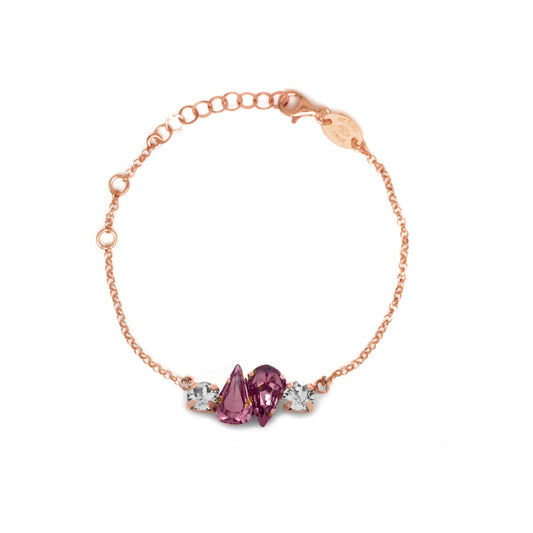 Pulsera cristal en Plata baño Oro Rosa de Drop