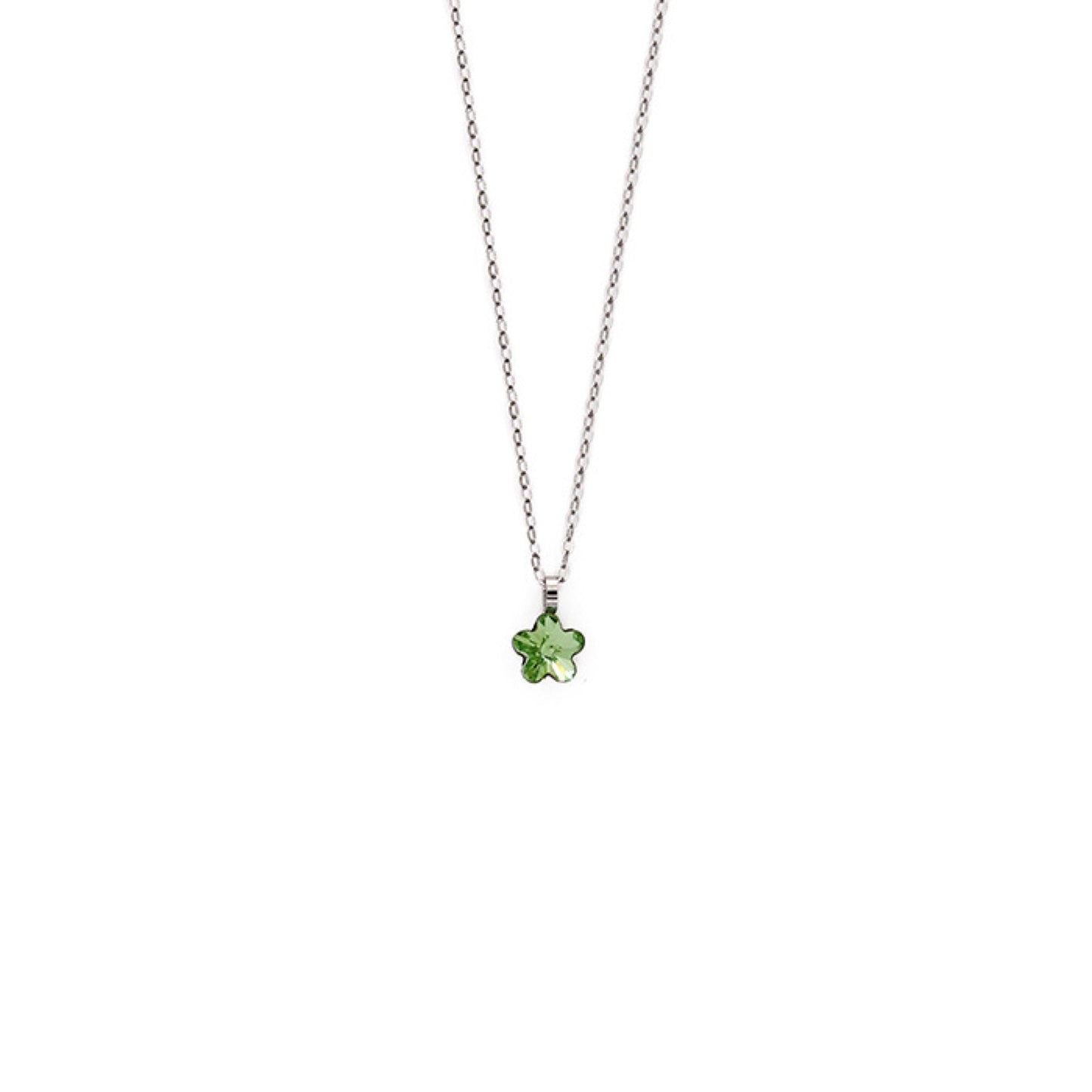 Rhodium Plated Sterling Silver Short necklace clover crystal from Fantasy