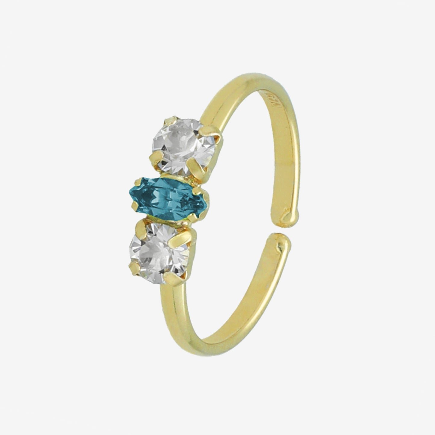 Gold plated Sterling Silver Adjustable ring crystal from Maisie