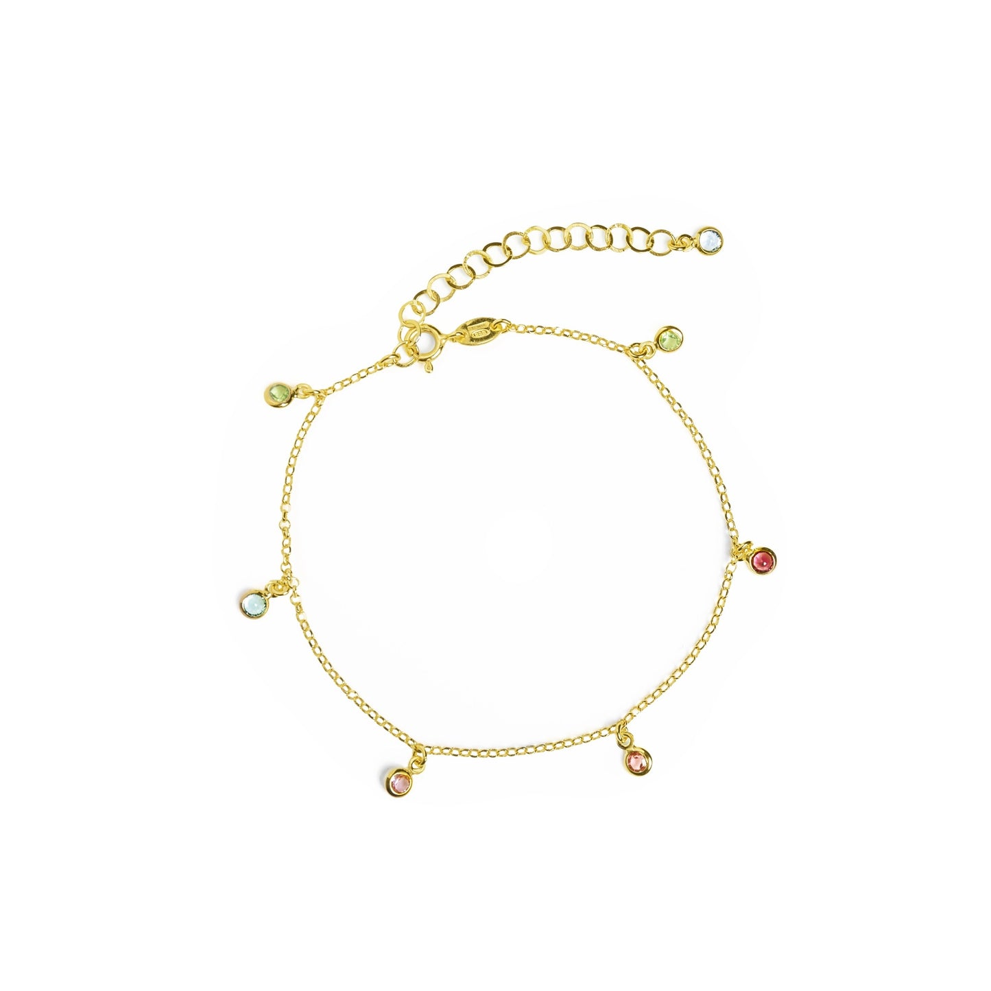 Sterling Silver Anklet circle multicolor pearl from Juliette