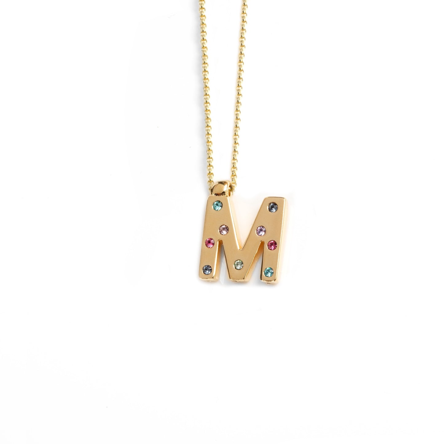 Gold plated Sterling Silver Short necklace letter multicolor crystal from Letter