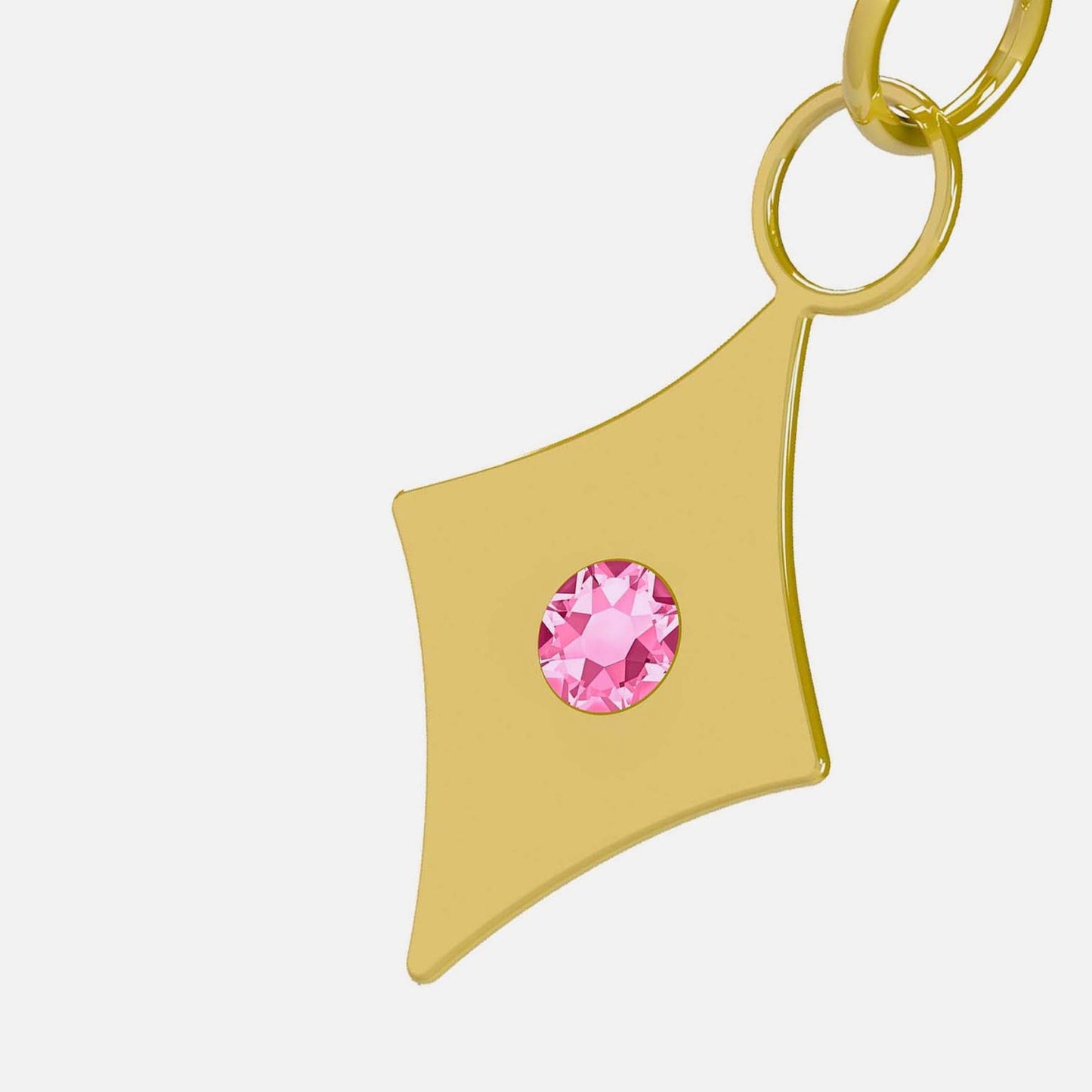 Charm para Collar rombo cristal rosa en Plata