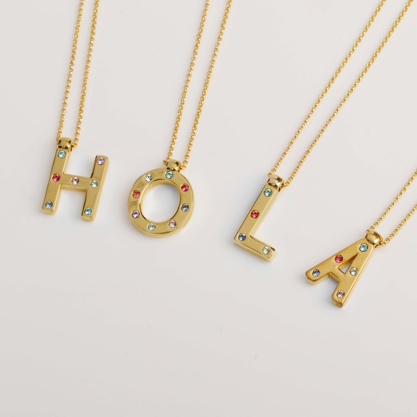 Gold plated Sterling Silver Short necklace letter multicolor crystal from Letter