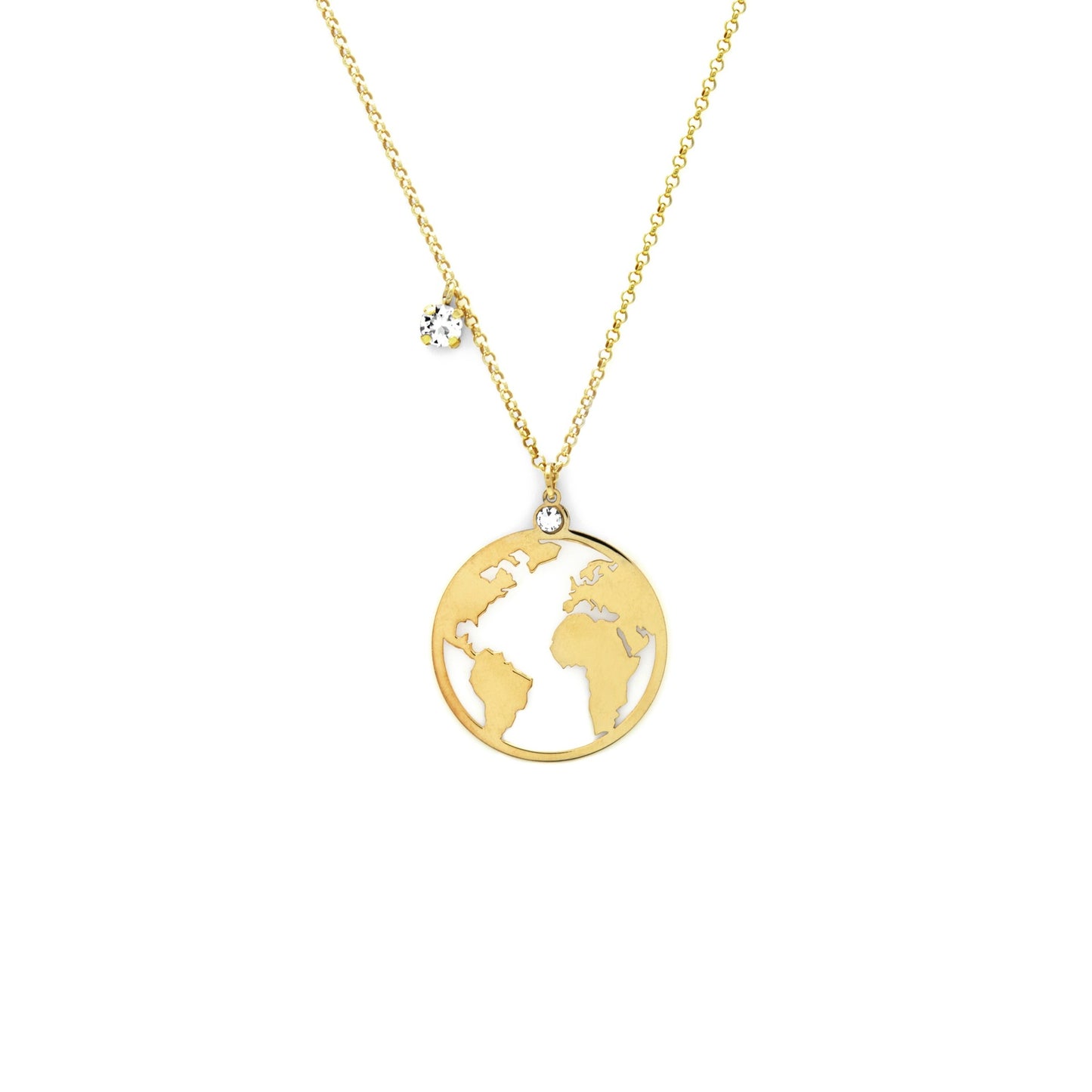 Gold plated Sterling Silver Long necklace world crystal from Minimal