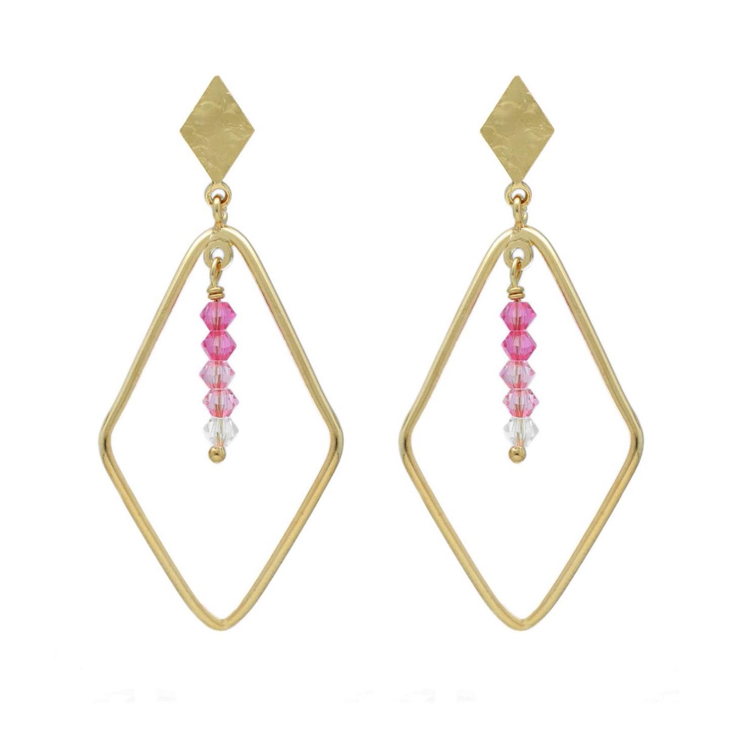 Gold plated Sterling Silver Long earrings oval crystal from Anya