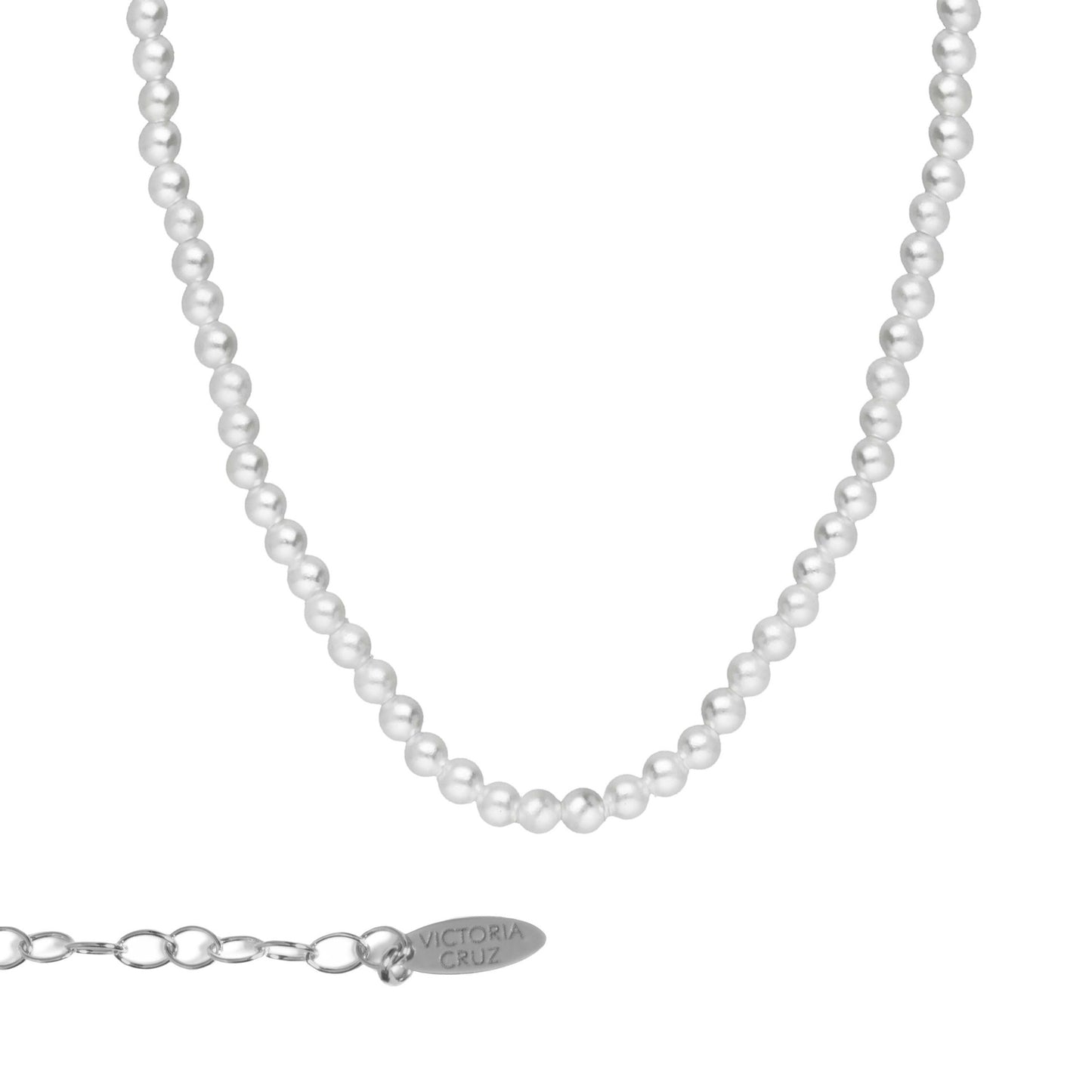 Rhodium Plated Sterling Silver Short necklace crystal from Paradise