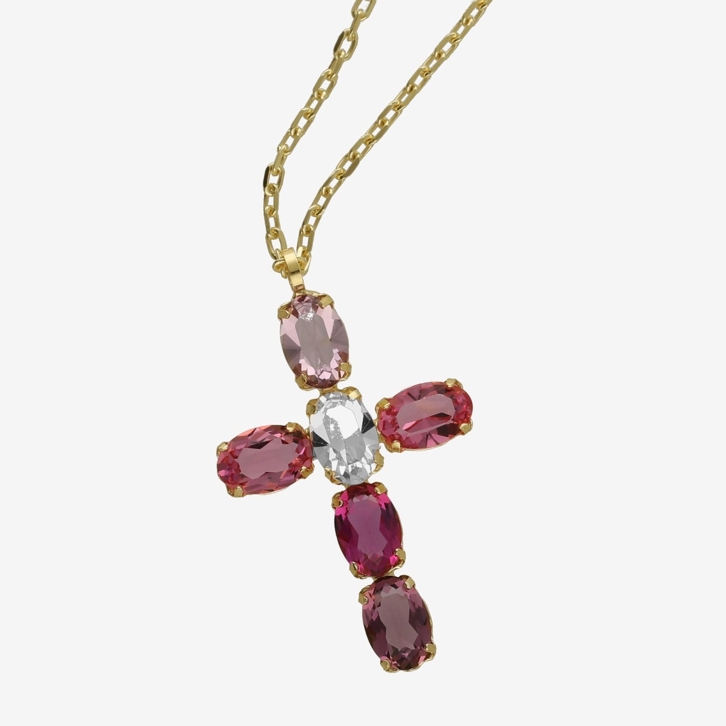 Gold plated Sterling Silver Short necklace cross crystal from Harmony