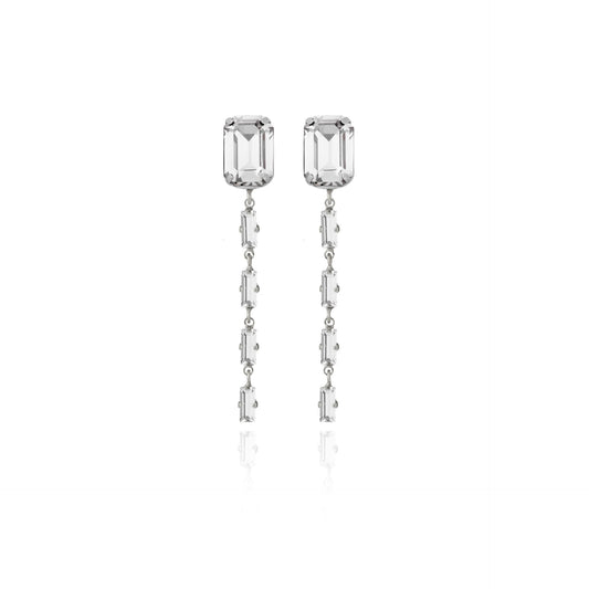 Rhodium Plated Sterling Silver Long earrings crystal from Esgueva