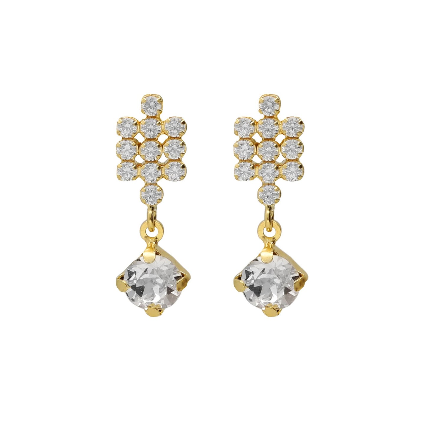 Short cascade earrings with white crystal in silver from Aurore