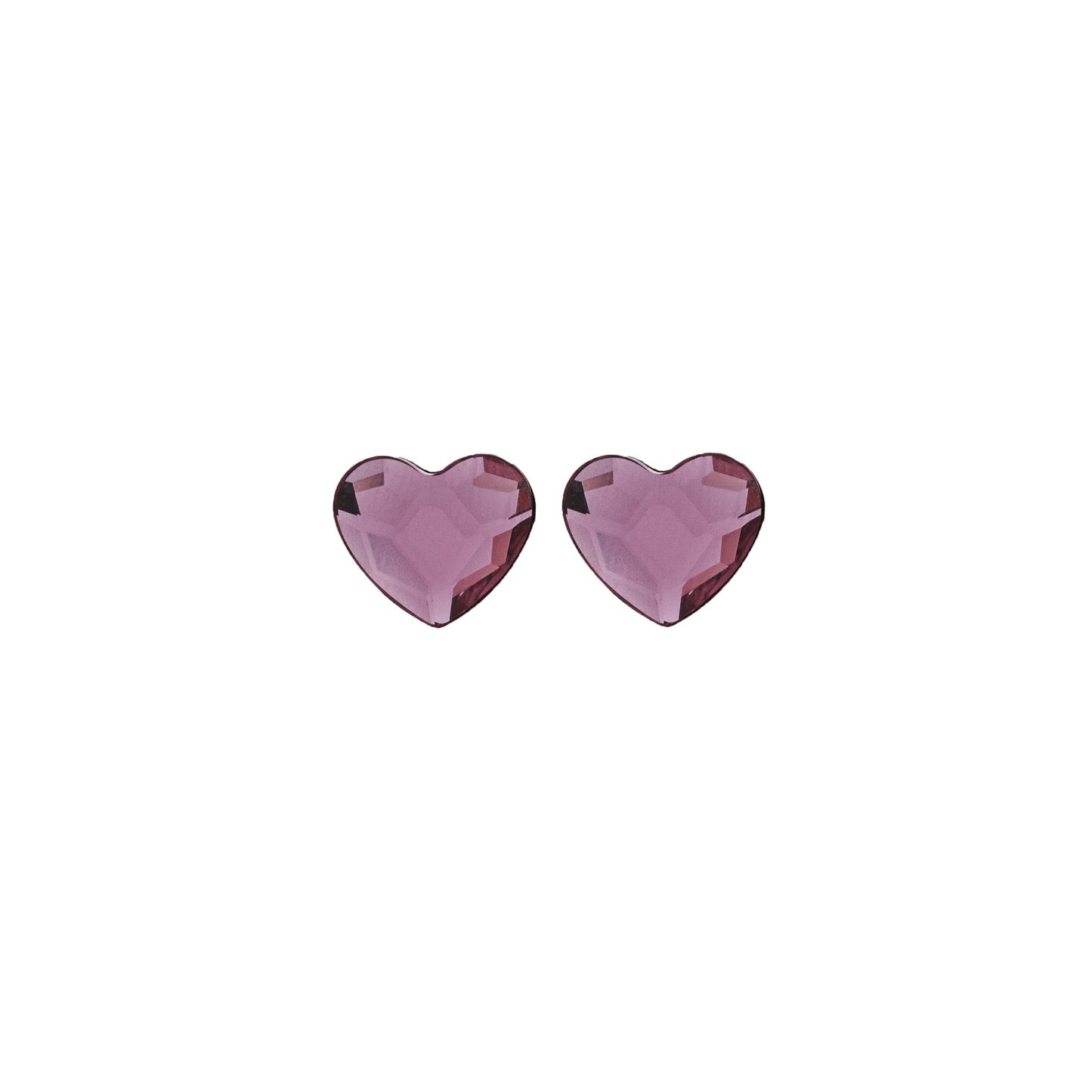 Pendientes botón corazón cristal en Plata baño Oro Rosa de Cuore