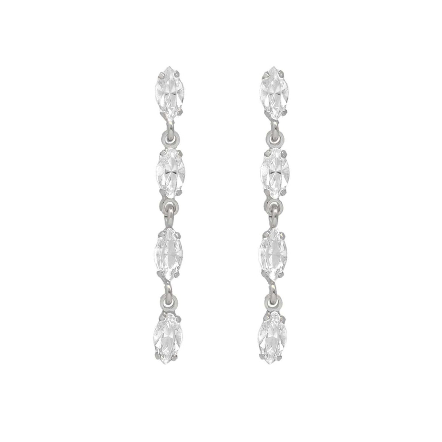 Rhodium Plated Sterling Silver Long earrings crystal from Las Estaciones