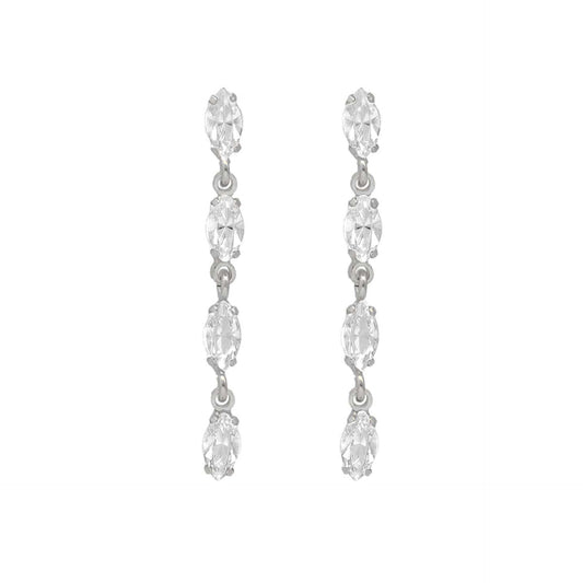 Rhodium Plated Sterling Silver Long earrings crystal from Las Estaciones