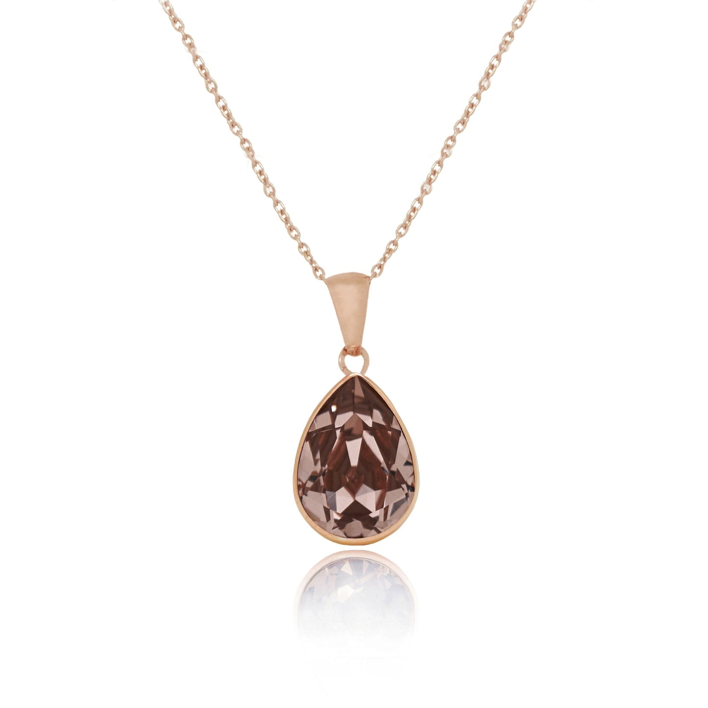 Rose Gold plated Sterling Silver Short necklace drop crystal from Essential