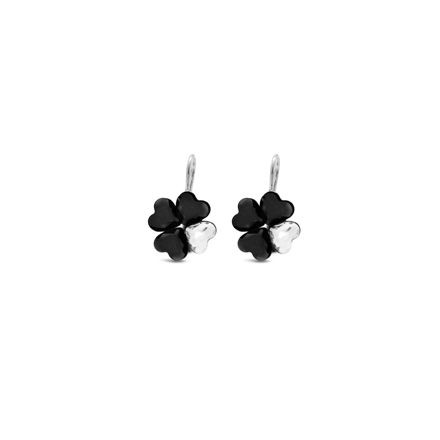 Rhodium Plated Sterling Silver Short earrings clover crystal from Cuore