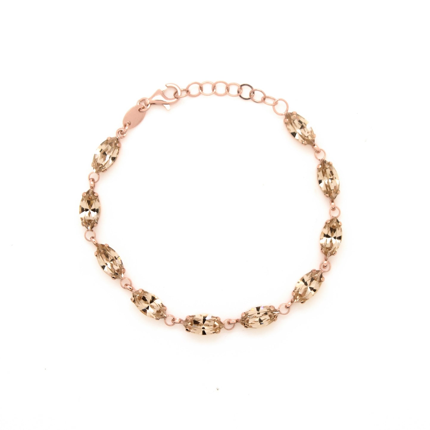 Pulsera cristal en Plata baño Oro Rosa de Marquesa