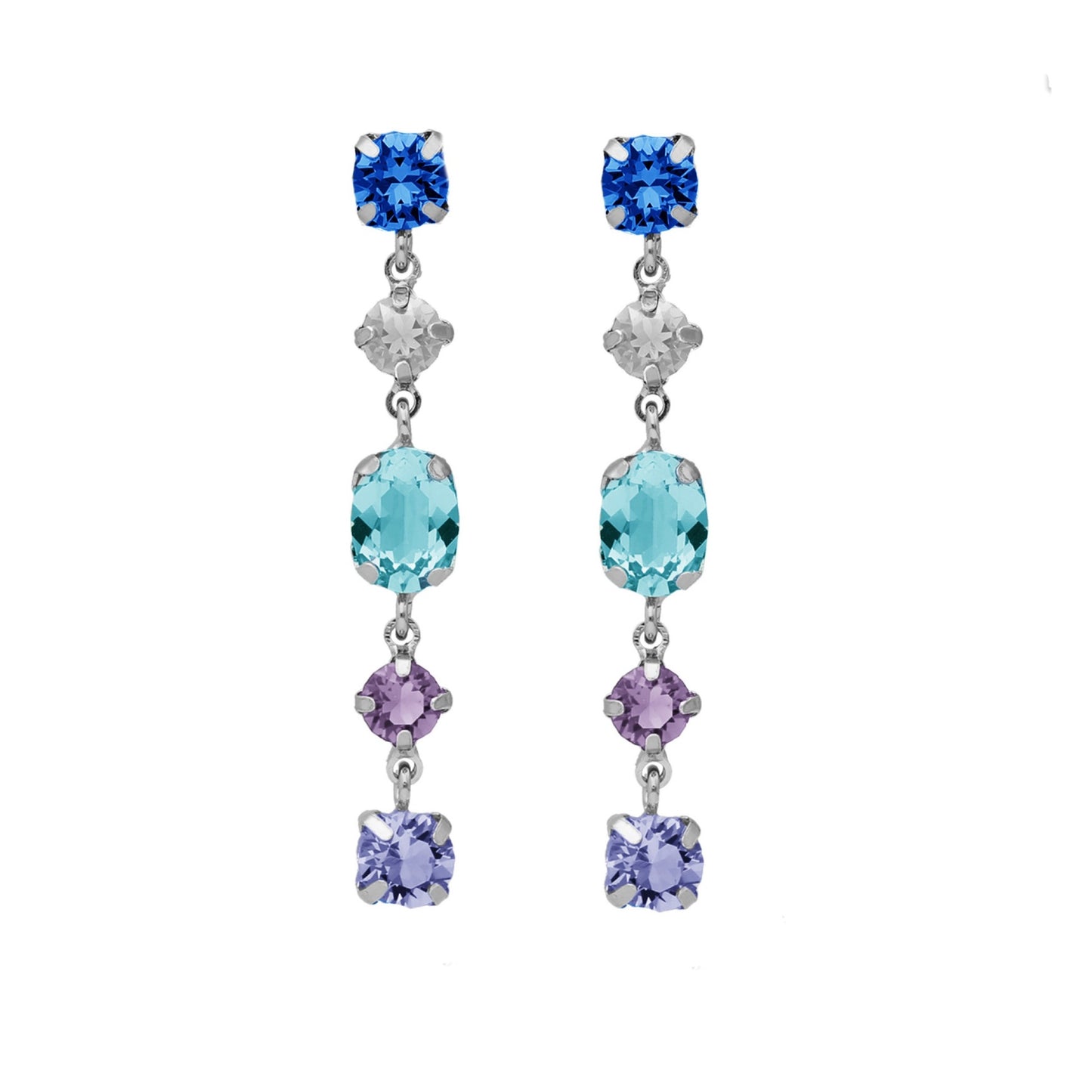 Sterling Silver Long earrings multicolor crystal from Alexandra