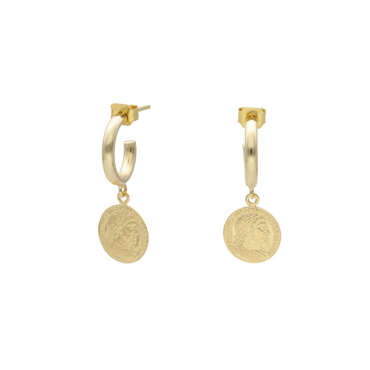 Sterling Silver Hoop earrings currency from Greta