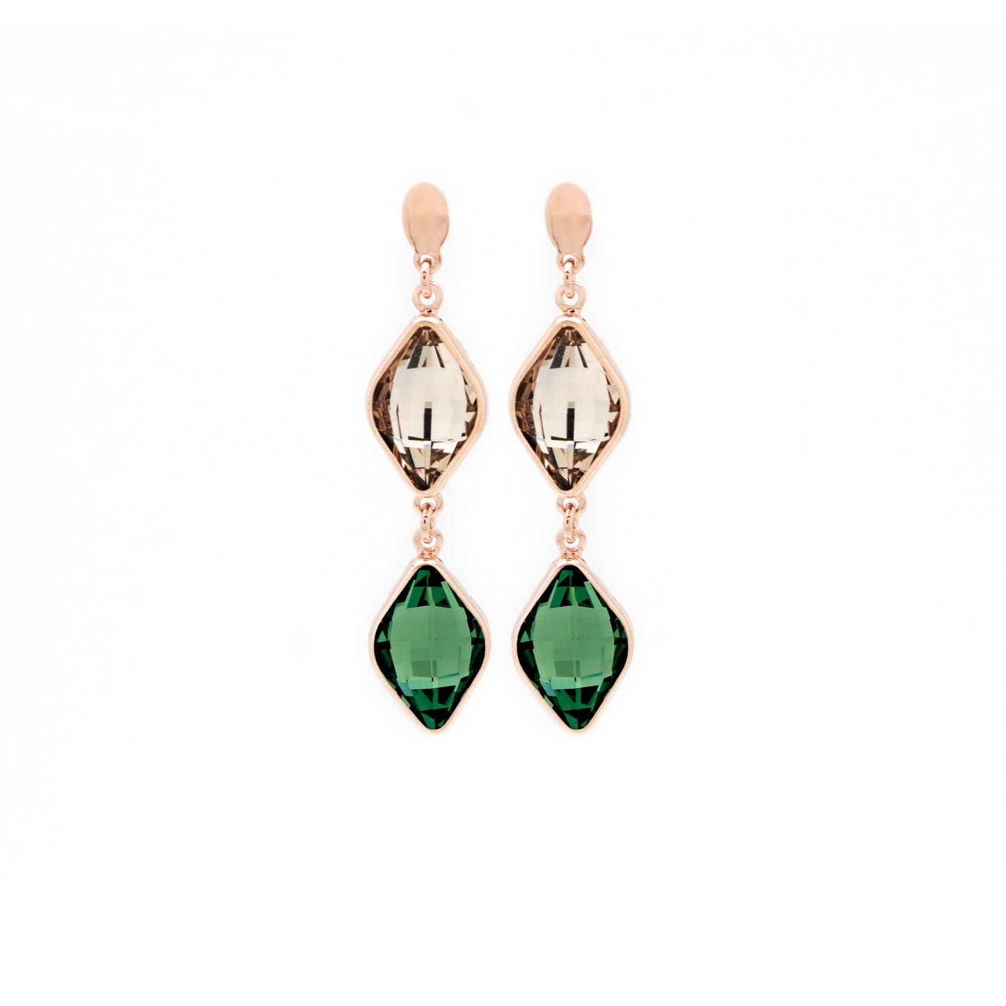 Rose Gold plated Sterling Silver Long earrings luck crystal from Classic