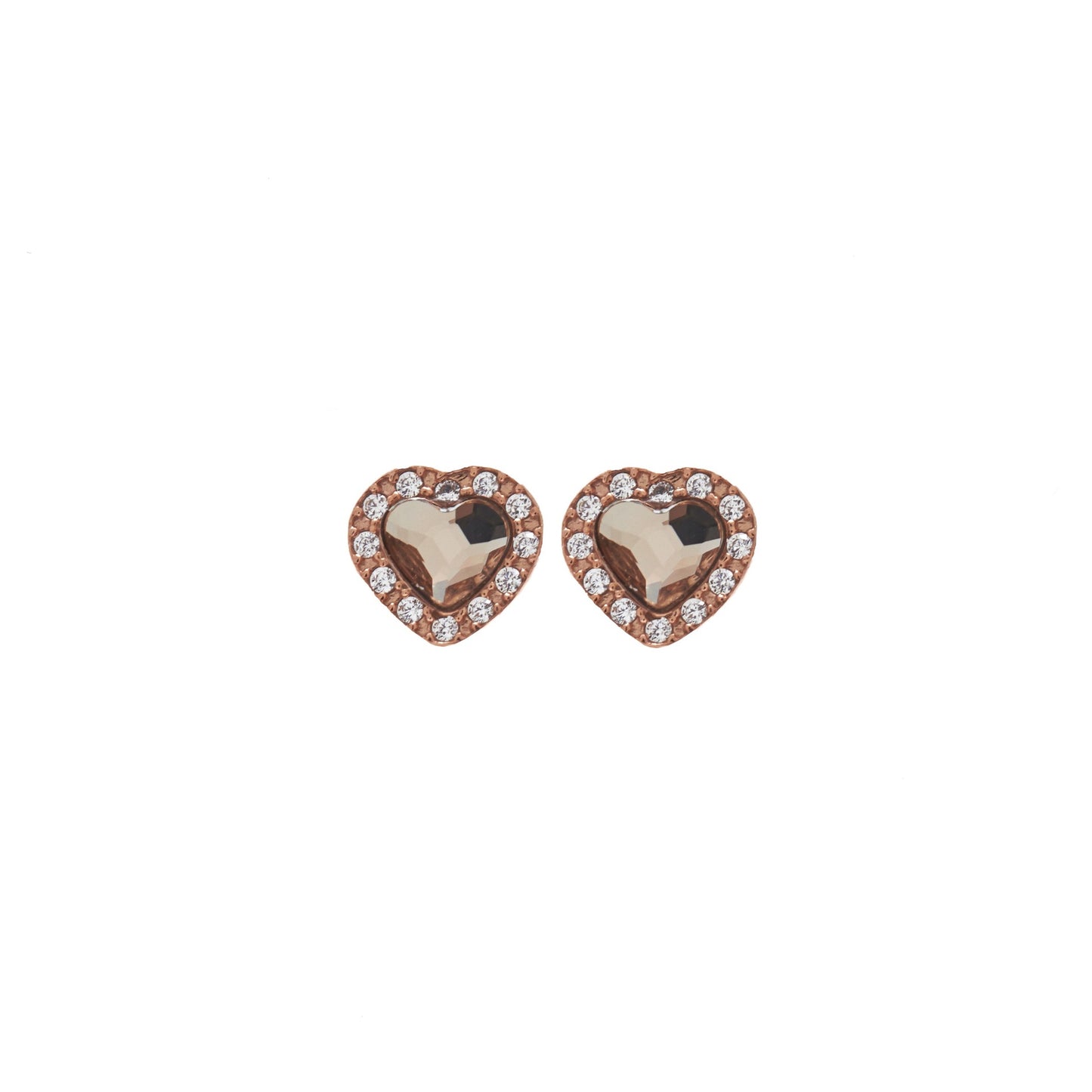 Rose Gold plated Sterling Silver Stud earrings heart crystal from Cuore