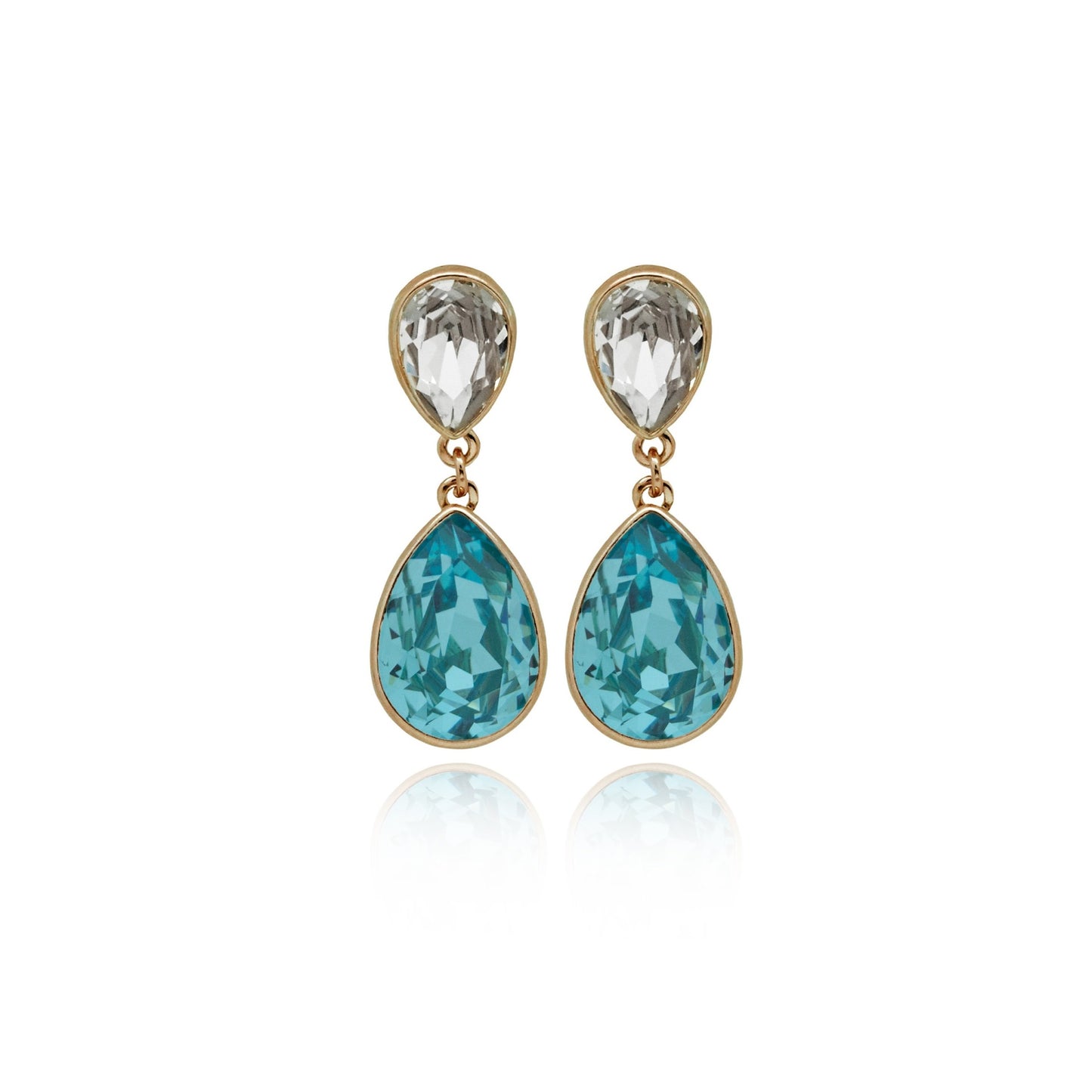 Gold plated Sterling Silver Long earrings drop crystal from Essential