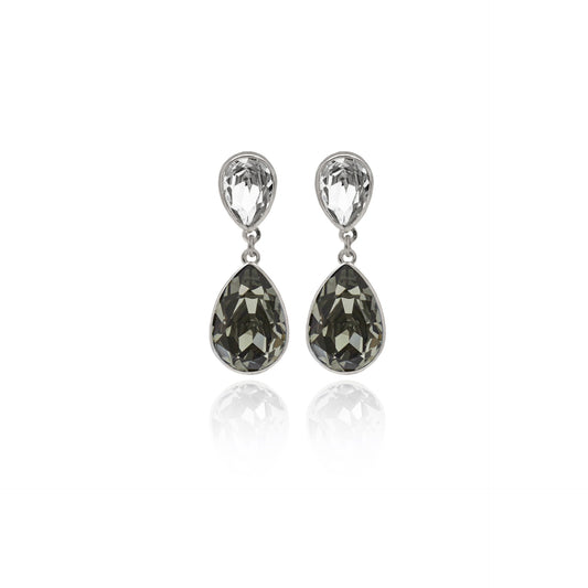 Rhodium Plated Sterling Silver Long earrings drop crystal from Essential