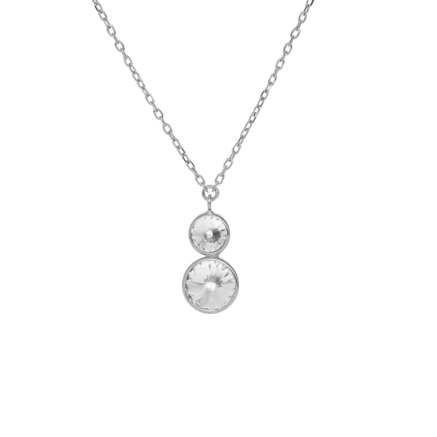 Rhodium Plated Sterling Silver Short necklace 7 y 9mm crystal from Basic