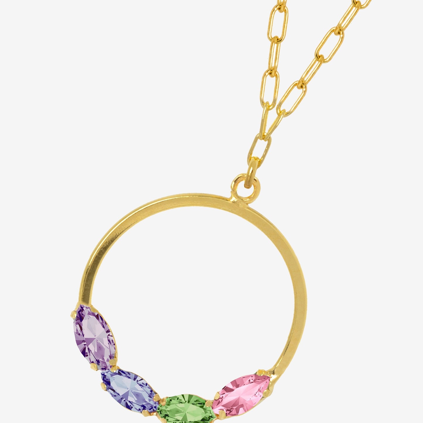 Sterling Silver Short necklace circle multicolor crystal from Belle