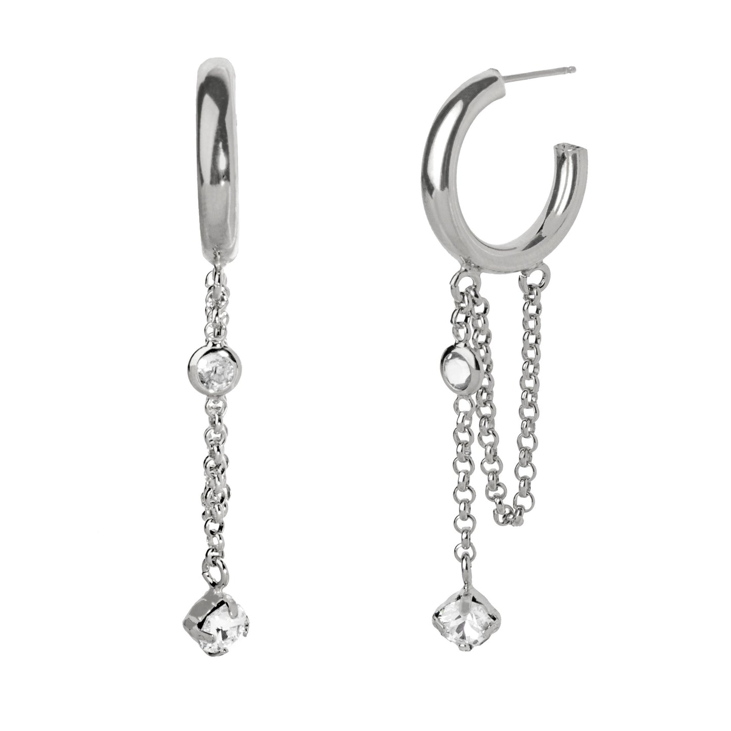 Sterling Silver Hoop earrings white crystal from Rebekka