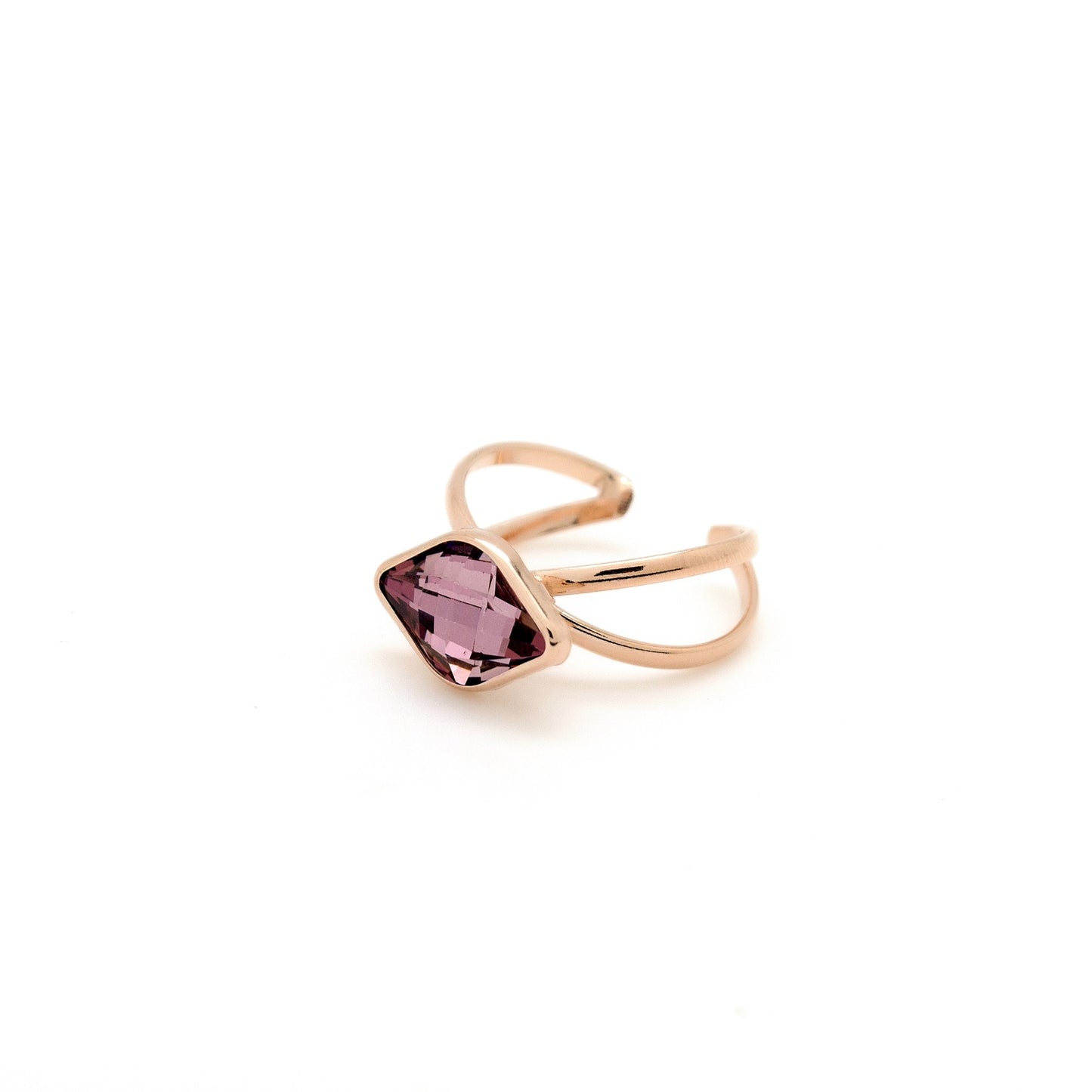 Rose Gold plated Sterling Silver Adjustable ring crystal from Classic