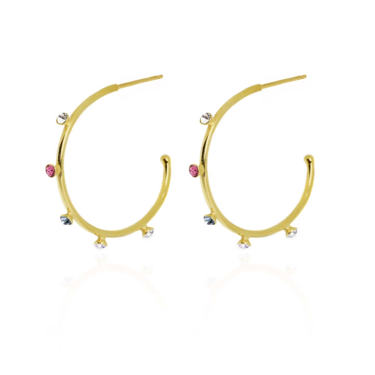 Gold plated Sterling Silver Hoop earrings crystal from Iris