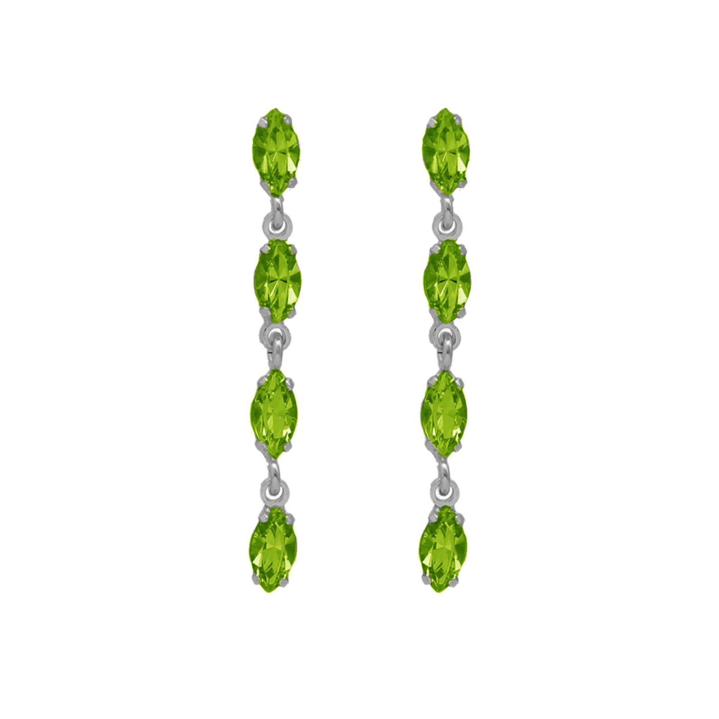 Rhodium Plated Sterling Silver Long earrings crystal from Las Estaciones