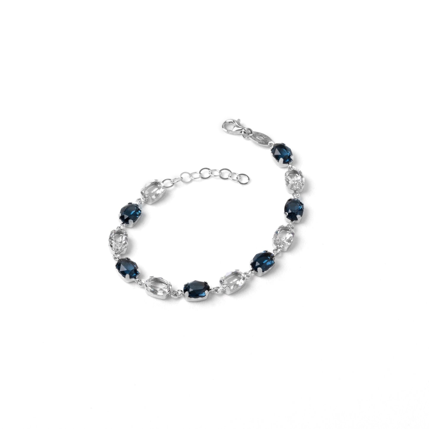 Rhodium Plated Sterling Silver Bracelet oval crystal from Oval