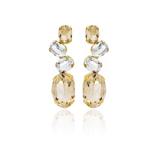 Gold plated Sterling Silver Long earrings oval crystal from Aura