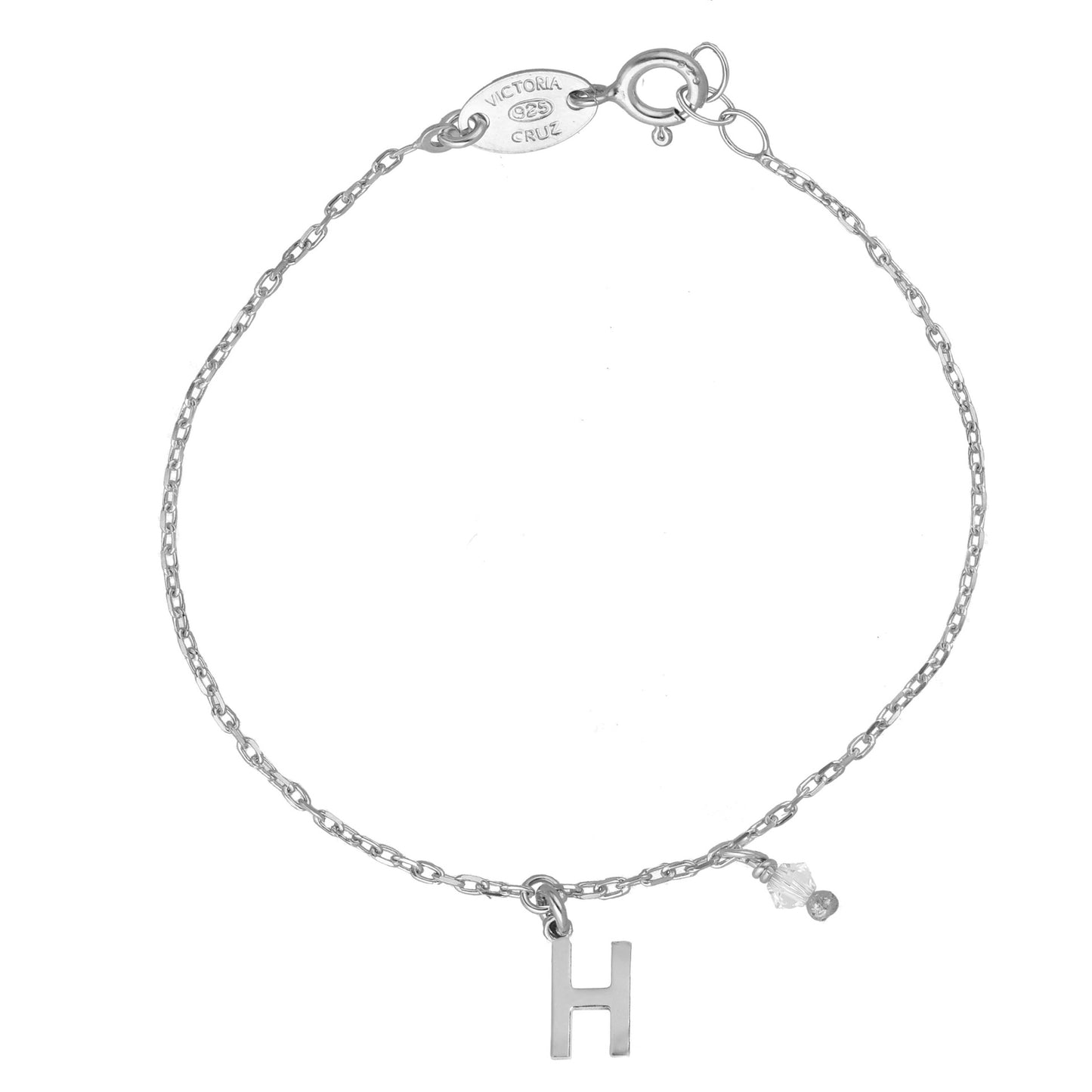 Rhodium Plated Sterling Silver Personalized bracelet letter white from Thename