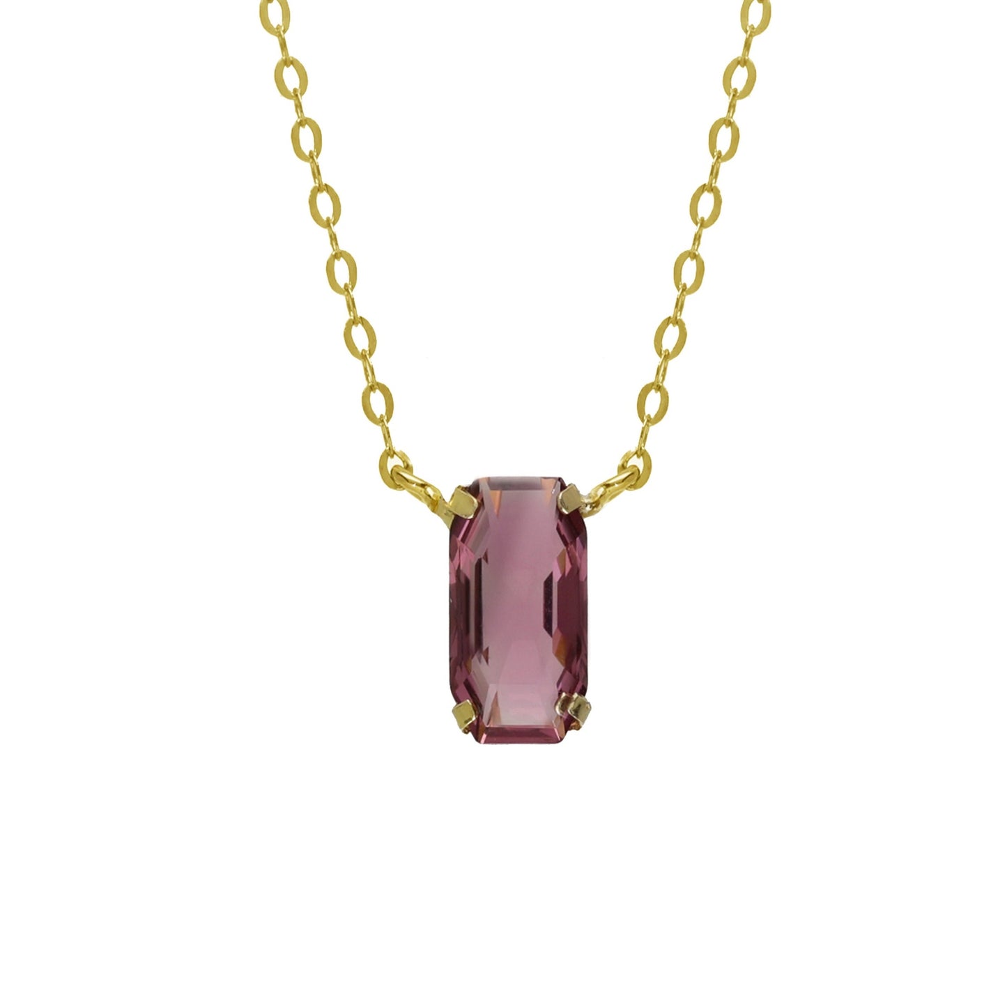 Gold plated Sterling Silver Short necklace rectangle crystal from Inspire