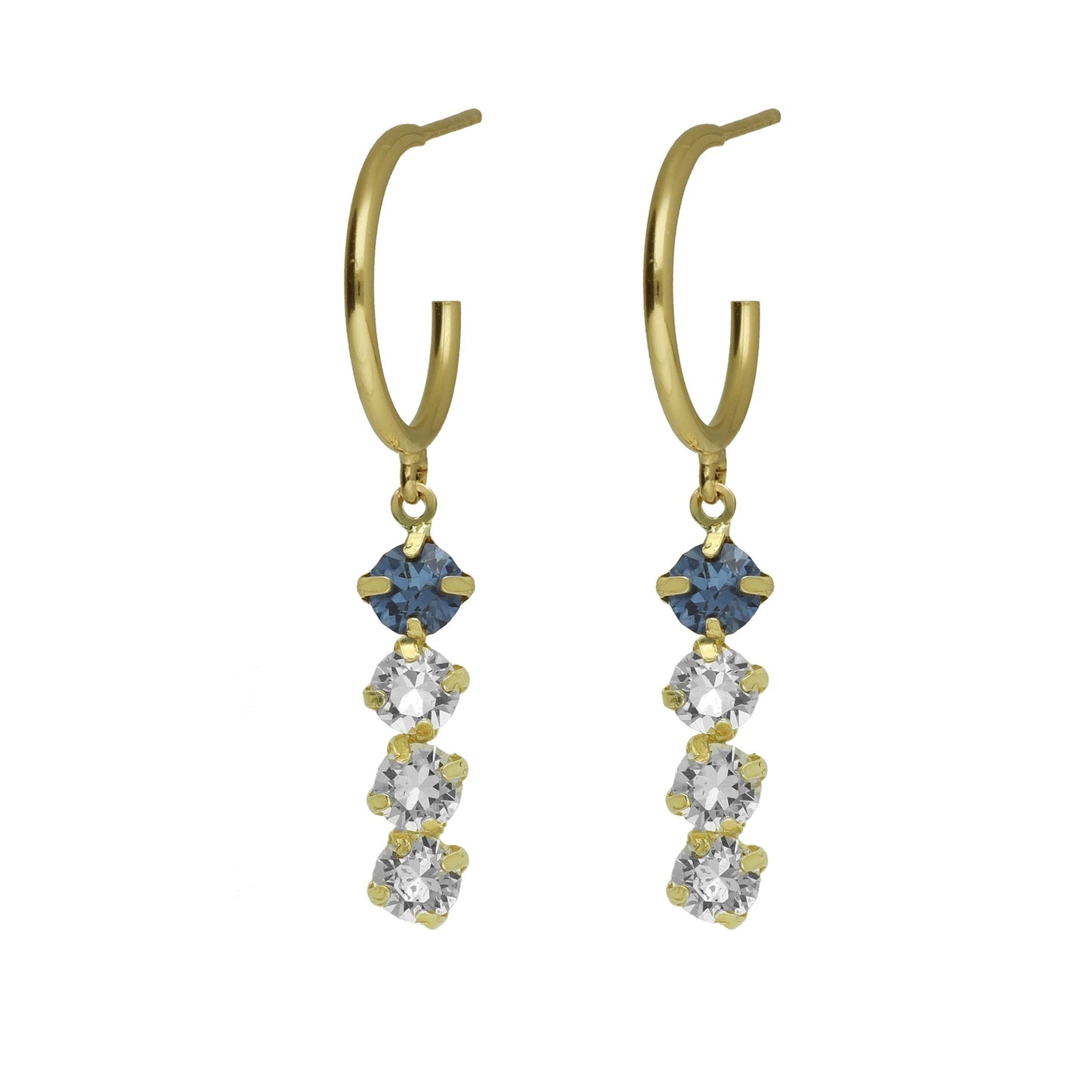 Gold plated Sterling Silver Hoop earrings crystal from Fadhila