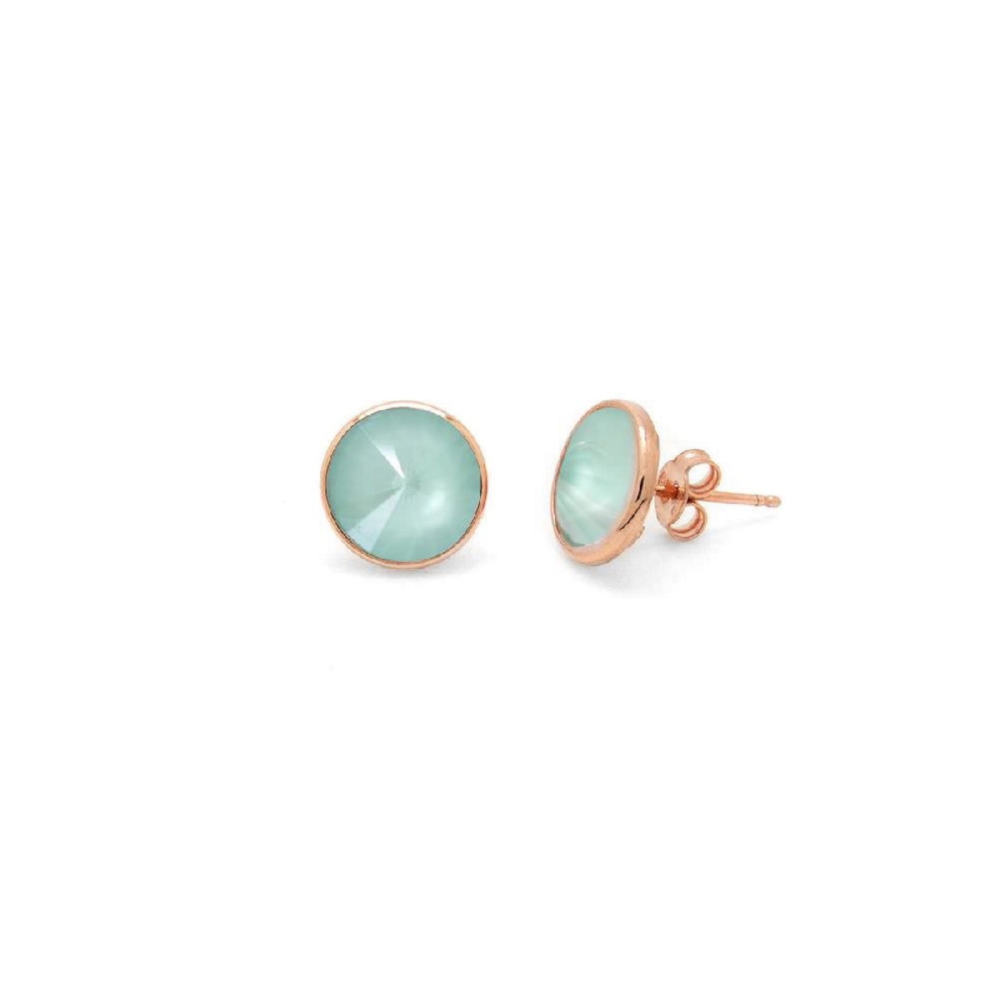 Rose Gold plated Sterling Silver Stud earrings 11,5mm circle crystal from Basic