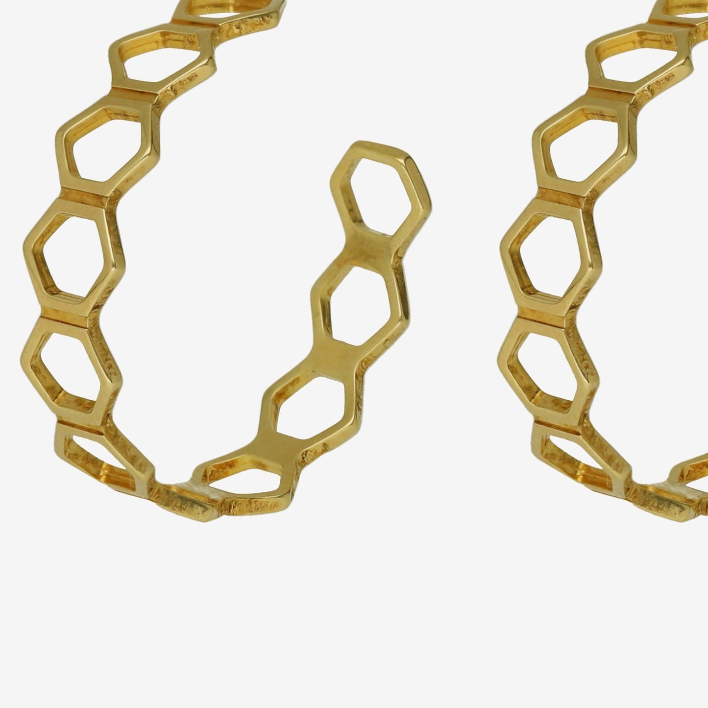 Gold plated Sterling Silver Hoop earrings hexagonal from Honey