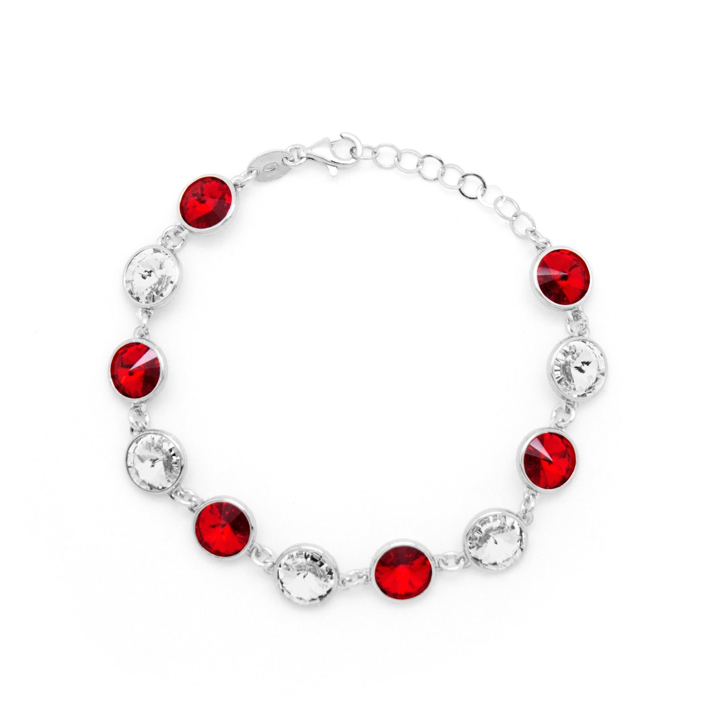 Rhodium Plated Sterling Silver Bracelet circle crystal from Basic