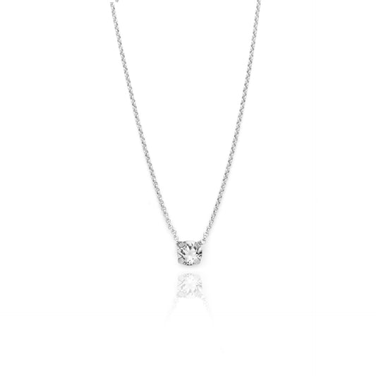 Rhodium Plated Sterling Silver Short necklace white crystal