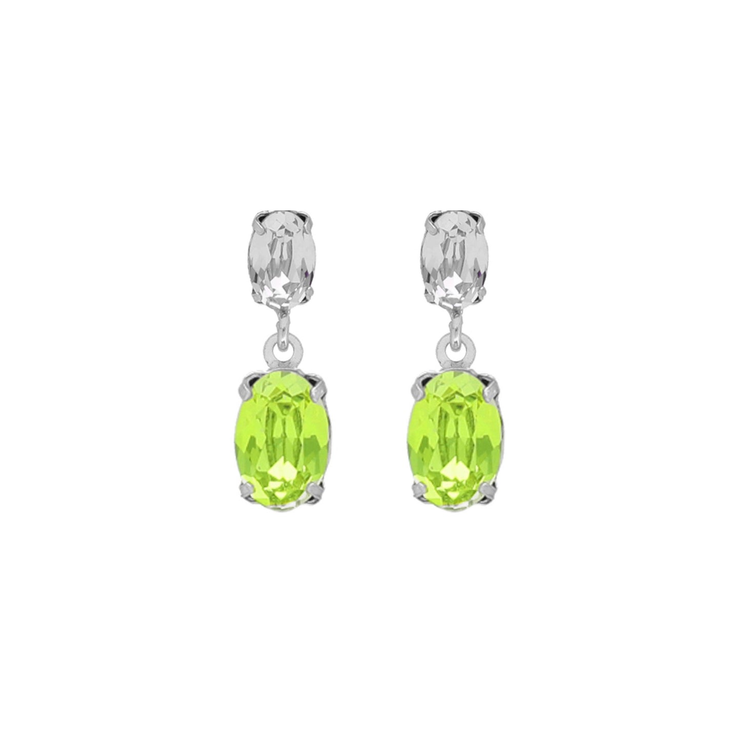 Rhodium Plated Sterling Silver Short earrings oval crystal from Gemma