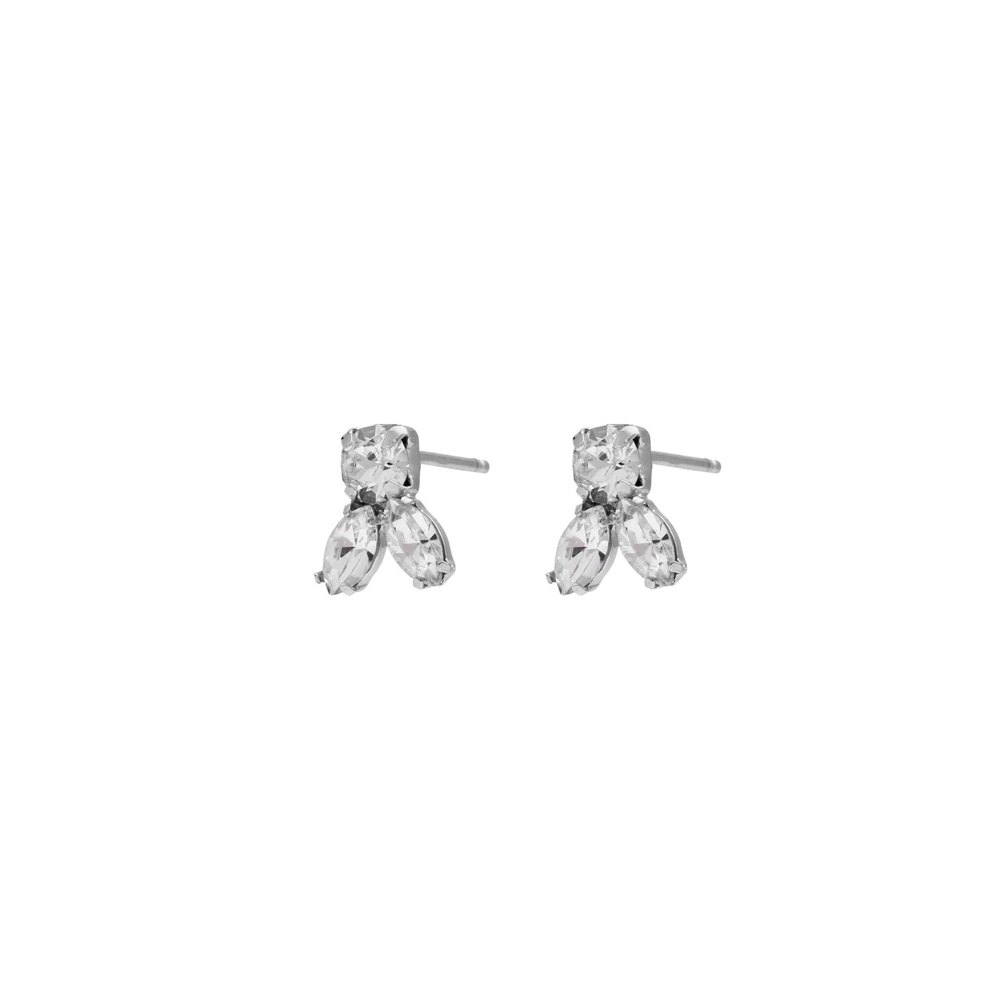 Rhodium Plated Sterling Silver Short earrings white crystal from Melissa