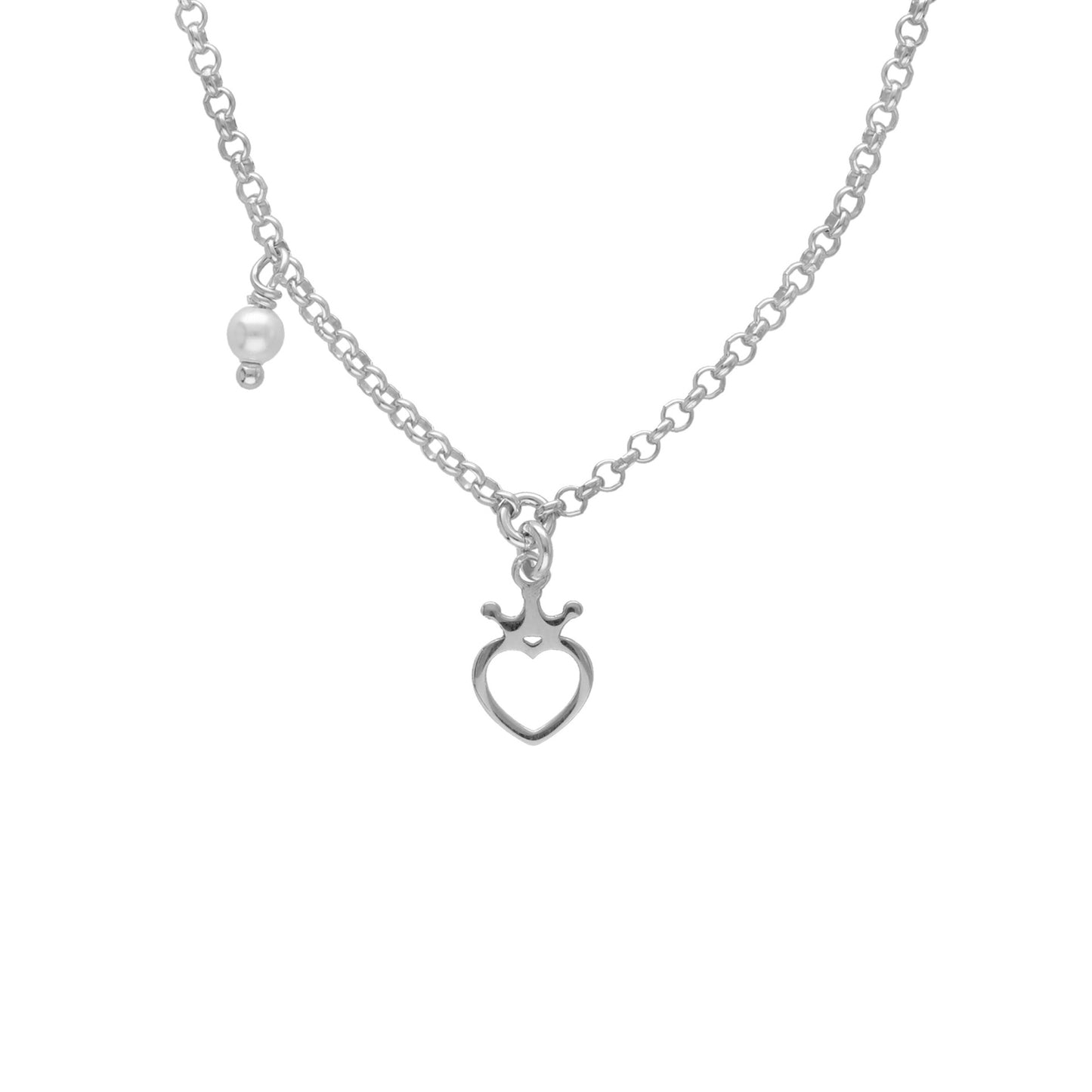 Sterling Silver Short necklace heart pearl from Magic